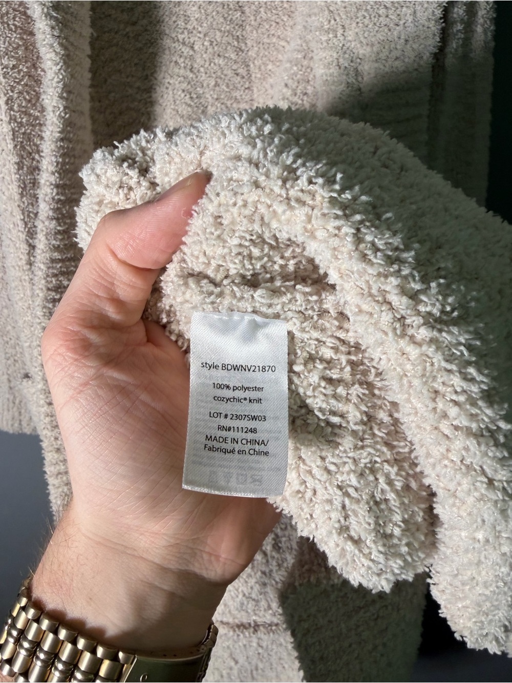 Barefoot Dreams CozyChic Chenille Long Cardi in Stone Size XS - Picture 5 of 5